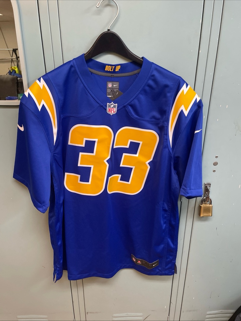 Nike Men's Royal Blue & Gold Chargers #33 NFL Jersey James Jr